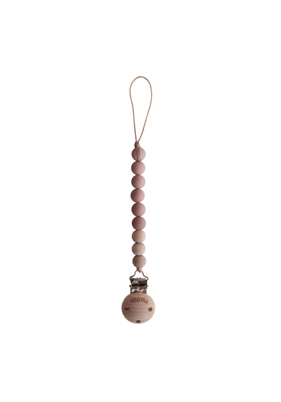 Pacifier Clip Cleo Powder Pink / Wood