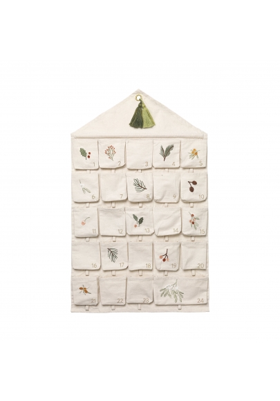 Christmas Wall Calendar - Yule Green Embroidery