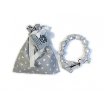 Grey/blue with White Dots Pacifier Holder