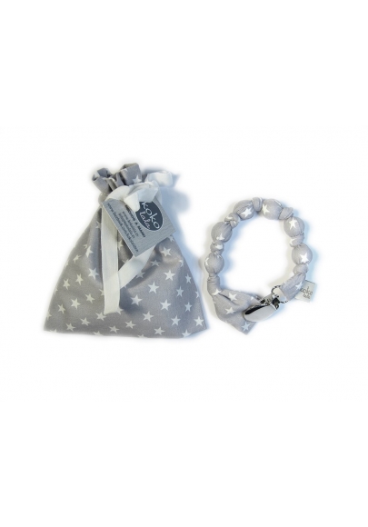 Grey/blue with White Dots Pacifier Holder