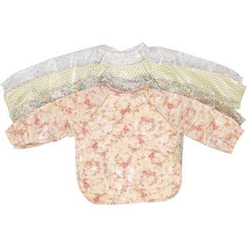 Floral Rose Coated Bib with Long Sleeves
