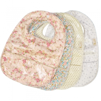 Floral Rose Coated Bib with Pouch