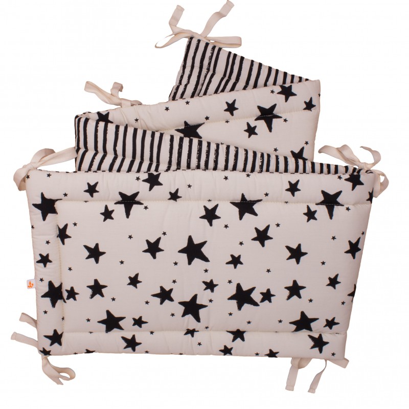 Black Stars Stripes Cot Bumper Noe Zoe Heylittlebaby