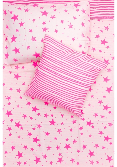 Neon Pink Stars & Stripes Kids Bedding