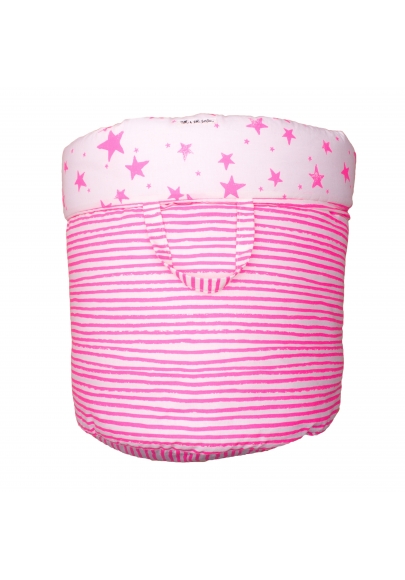 Neon Pink Stars & Stripes Large Storage Basket