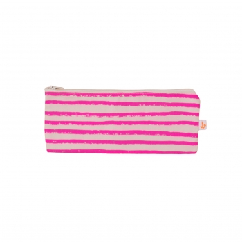 Neon Pink Stripes Small Pencil Case