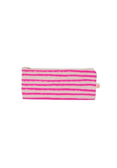 Neon Pink Stripes Small Pencil Case