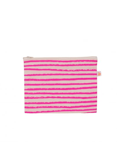 Neon Pink Stripes Medium Pencil Case