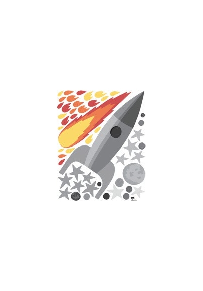 Grey Rocket Wall Sticker