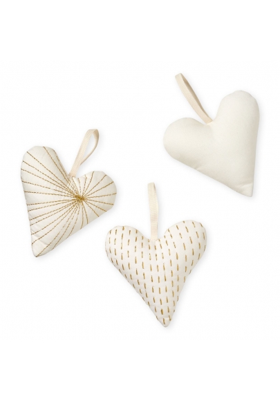 Decorative Hearts Set of 3 - Cream White