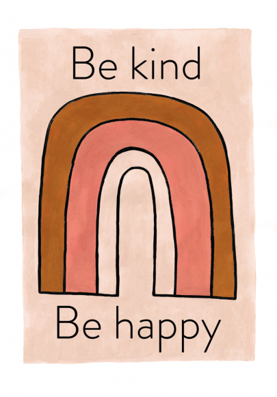 Be Kind Be Happy Poster A3