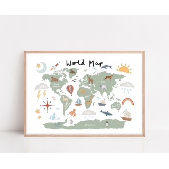World Map Poster A3